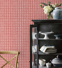 Tracy & Co Daisy Gingham Peel & Stick Wallpaper Sample - Red