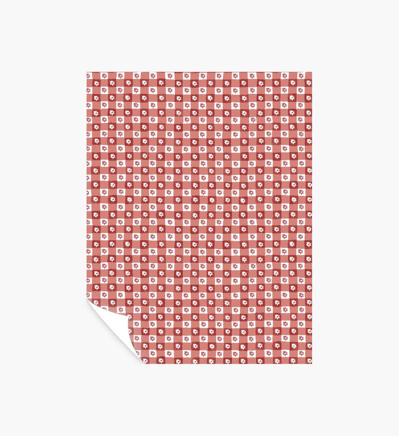 Tracy & Co Daisy Gingham Peel & Stick Wallpaper Sample - Red