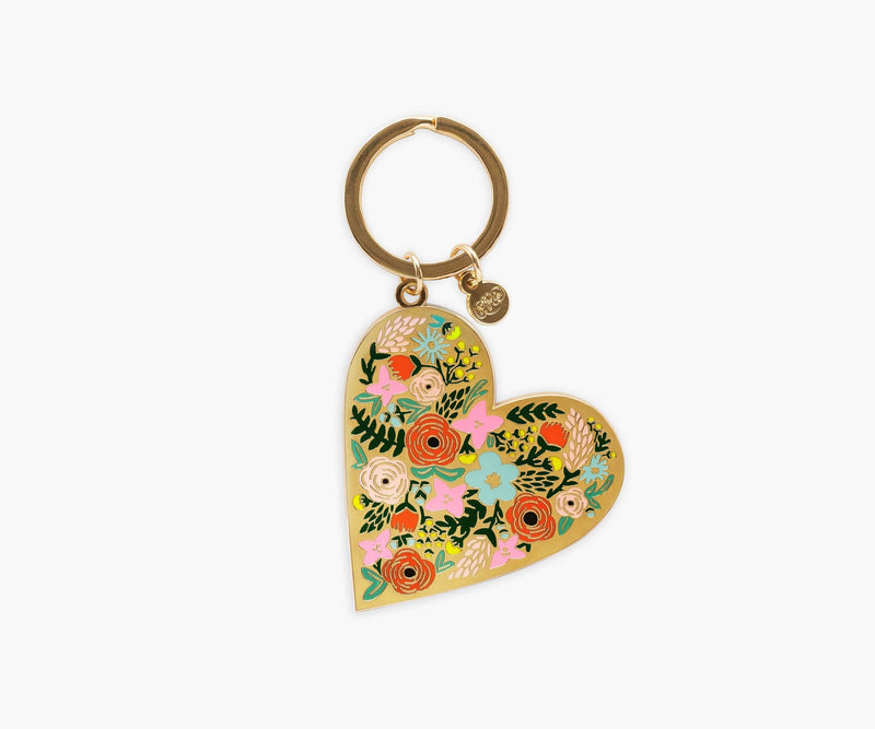 Tracy & Co Enamel Keychain - Floral Heart