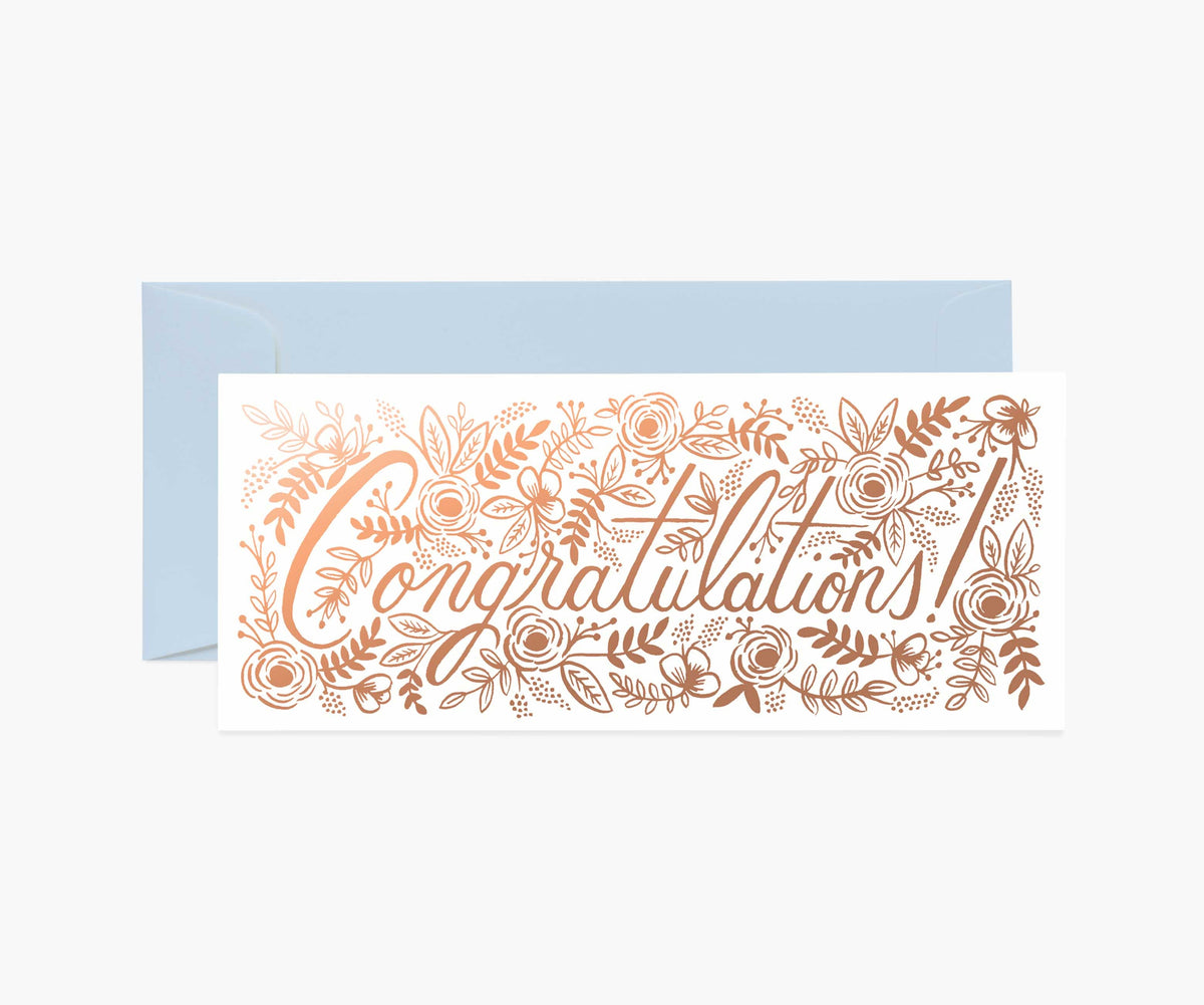 Tracy & Co Champagne Floral Money Holder Congrats Card - Single Card