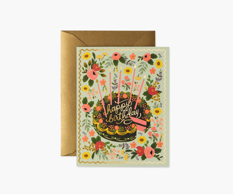 Tracy & Co Floral Cake Birthday Card - Single Card