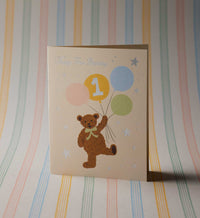 Tracy & Co First Birthday Bear Birthday Card - Single Card