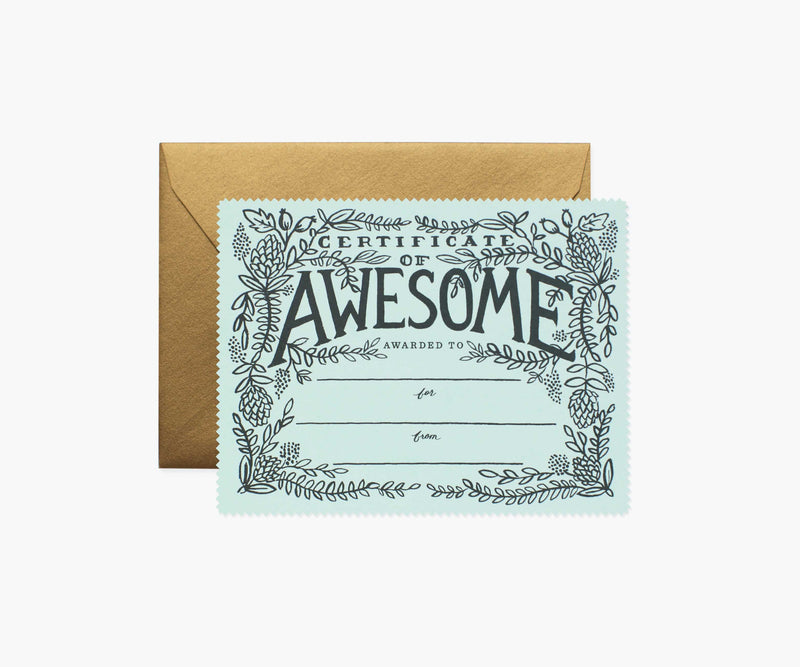 Tracy & Co Certificate of Awesome Love & Friendship Card - Single Card