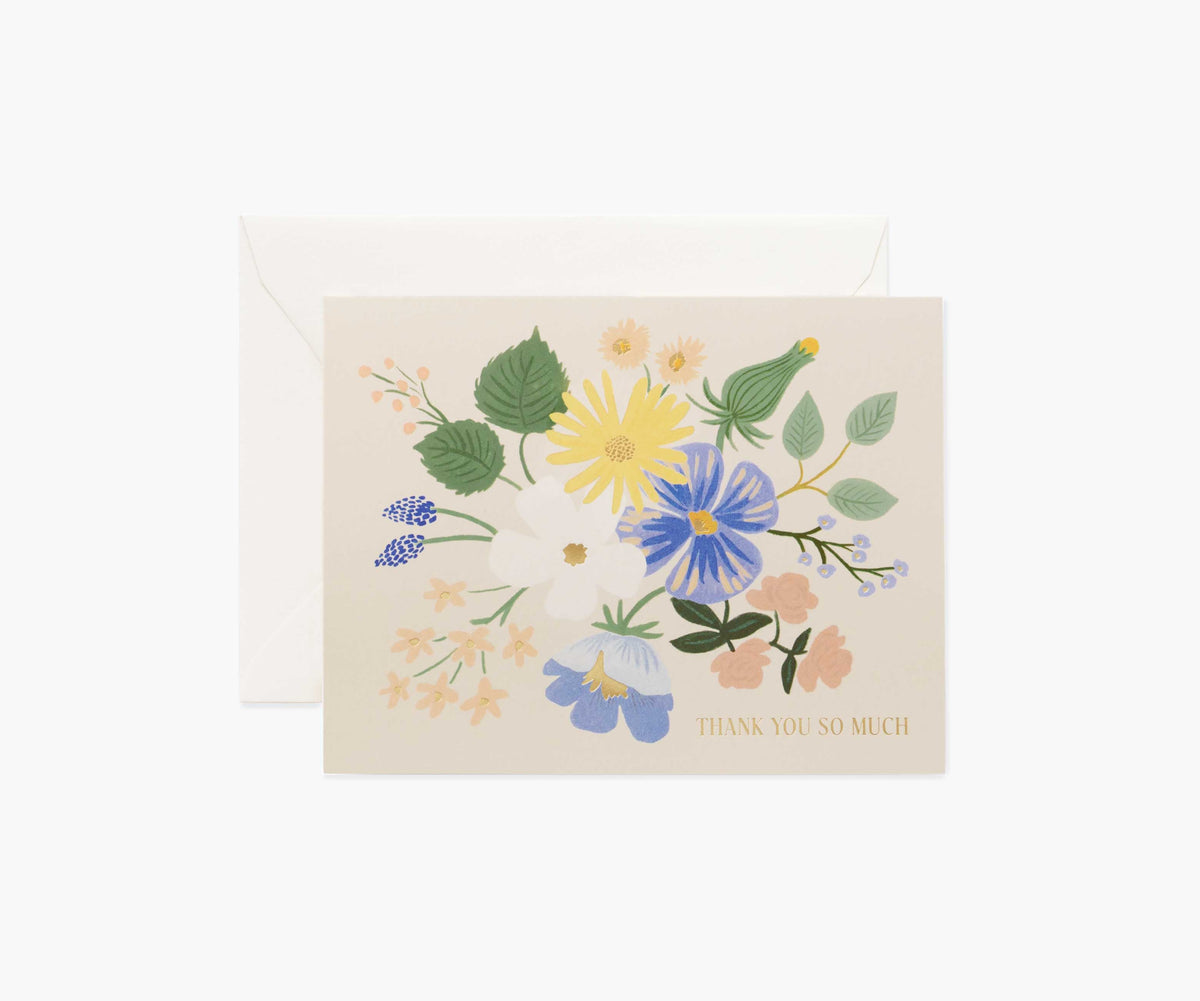 Tracy & Co Garden Party Blue Thank You Card - Single Card