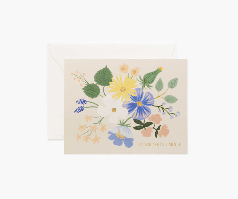 Tracy & Co Garden Party Blue Thank You Card - Single Card