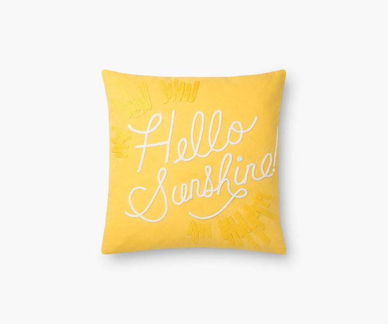 Tracy & Co Hello Sunshine Embroidered Pillow - Yellow