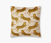 Tracy & Co Leap of Leopards Embroidered Pillow - Metallic Gold