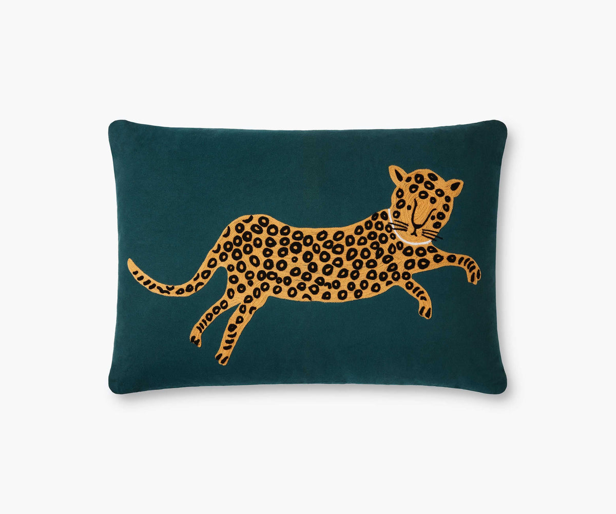 Tracy & Co Leopard Embroidered Pillow - Metallic Gold
