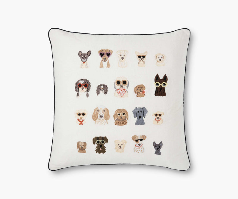 Tracy & Co Dog Days Embroidered Pillow - Cream