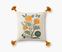 Tracy & Co French Marigold Embroidered Pillow - Natural