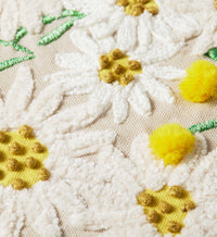 Tracy & Co Daisies Embroidered Pillow - Khaki