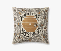 Tracy & Co Bee's Knees Embroidered Pillow - Black & Gold
