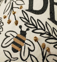 Tracy & Co Bee's Knees Embroidered Pillow - Black & Gold