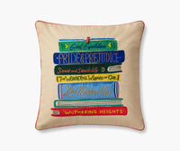 Tracy & Co Book Club Embroidered Pillow - Cream