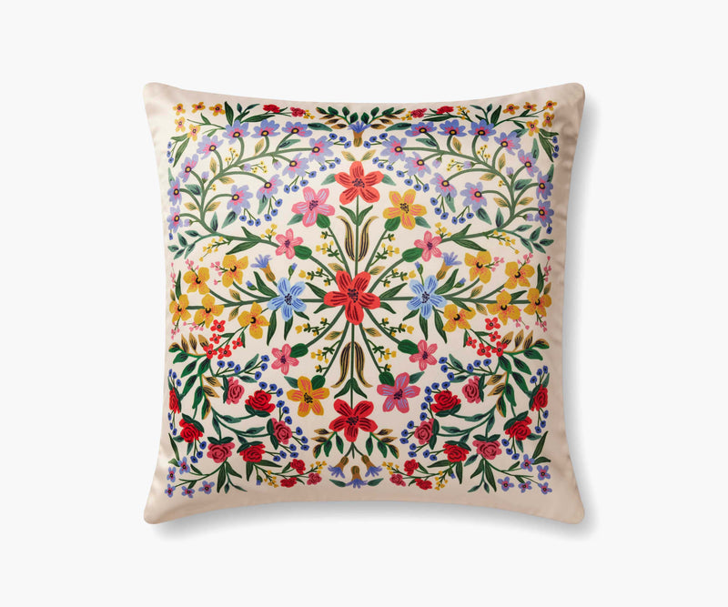 Tracy & Co Floral Medallion Printed Pillow - Cream