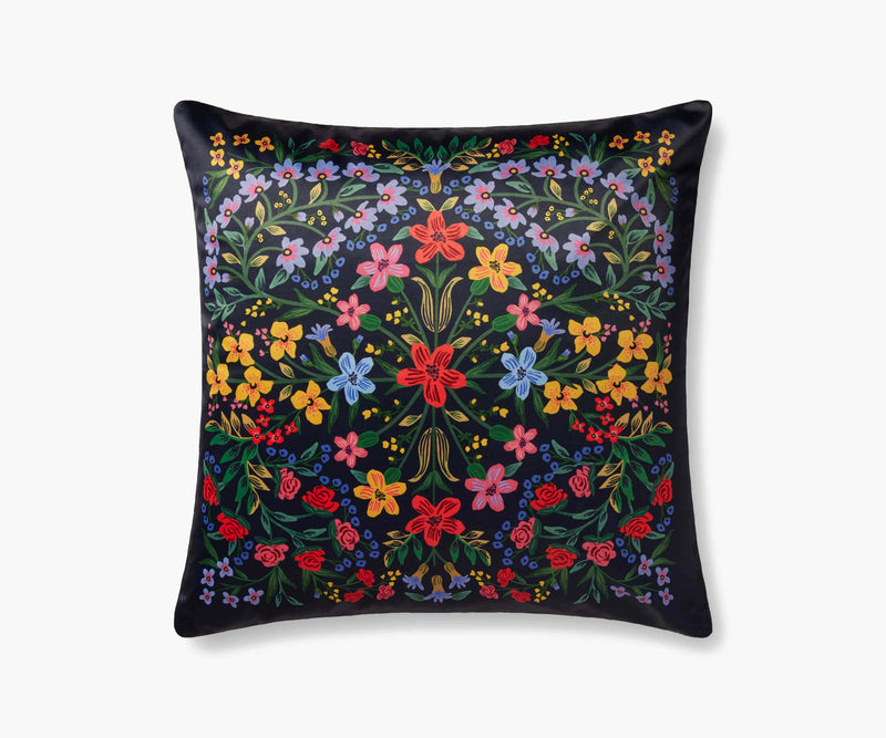 Tracy & Co Floral Medallion Printed Pillow - Navy