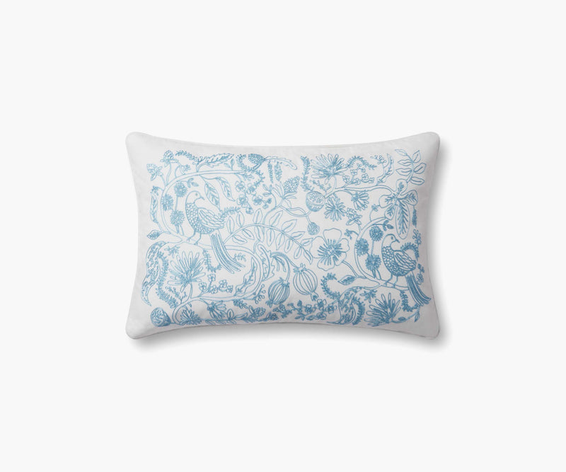 Tracy & Co Aviary Embroidered Lumbar Pillow - Blue