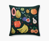 Tracy & Co Fruit Stand Embroidered Pillow - Green