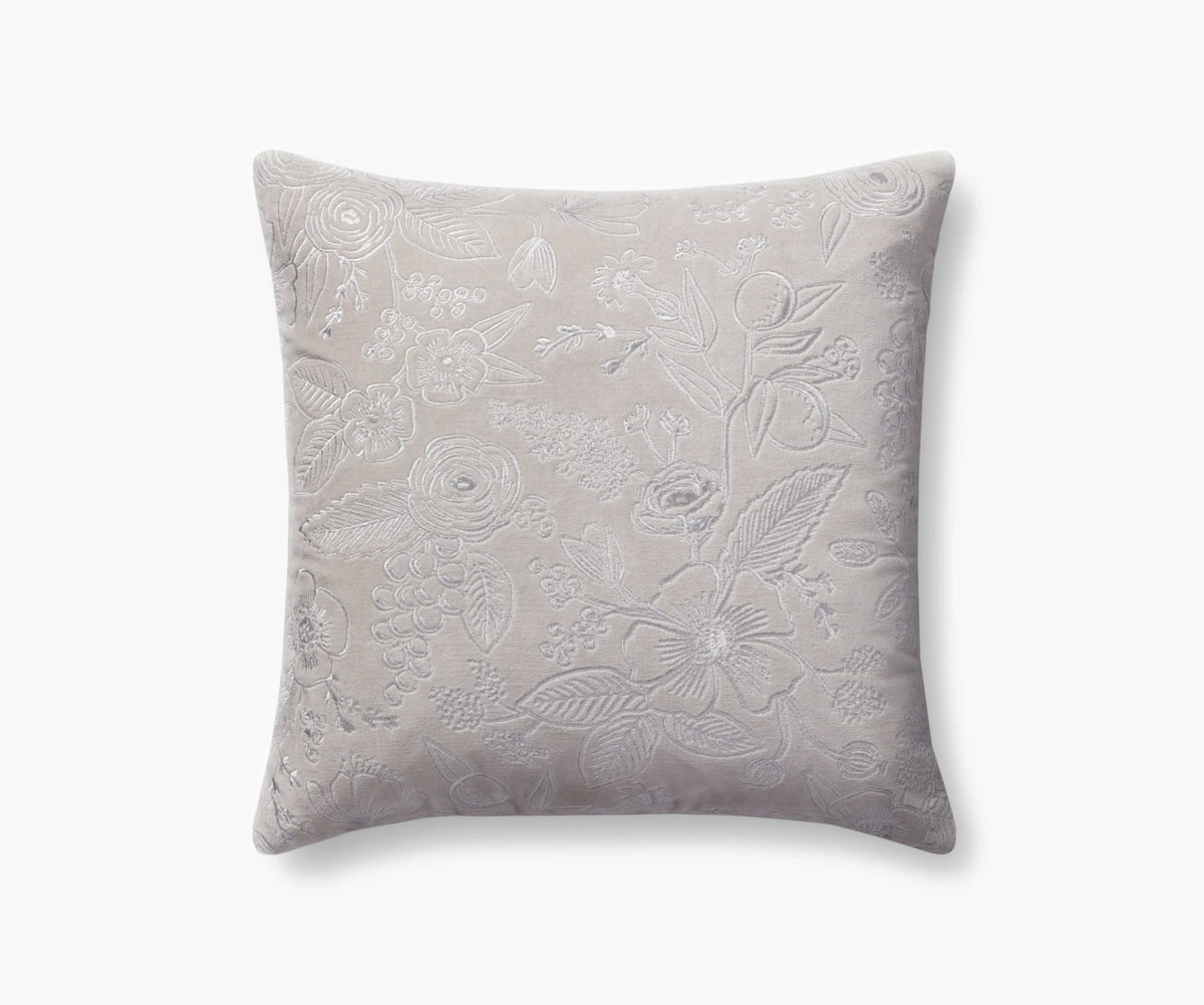 Tracy & Co Colette Embroidered Pillow - Grey