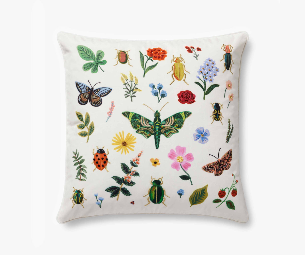 Tracy & Co Curio Embroidered Pillow - White