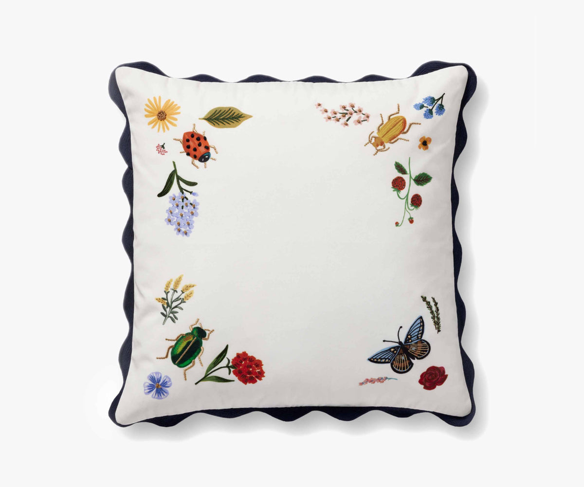 Tracy & Co Curio Vignette Embroidered Pillow - White