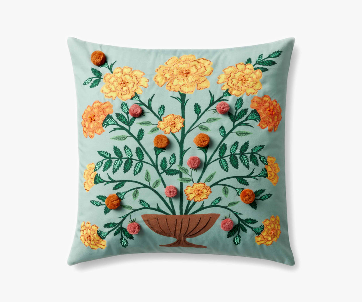 Tracy & Co Marisol Embroidered Pillow - Light Green