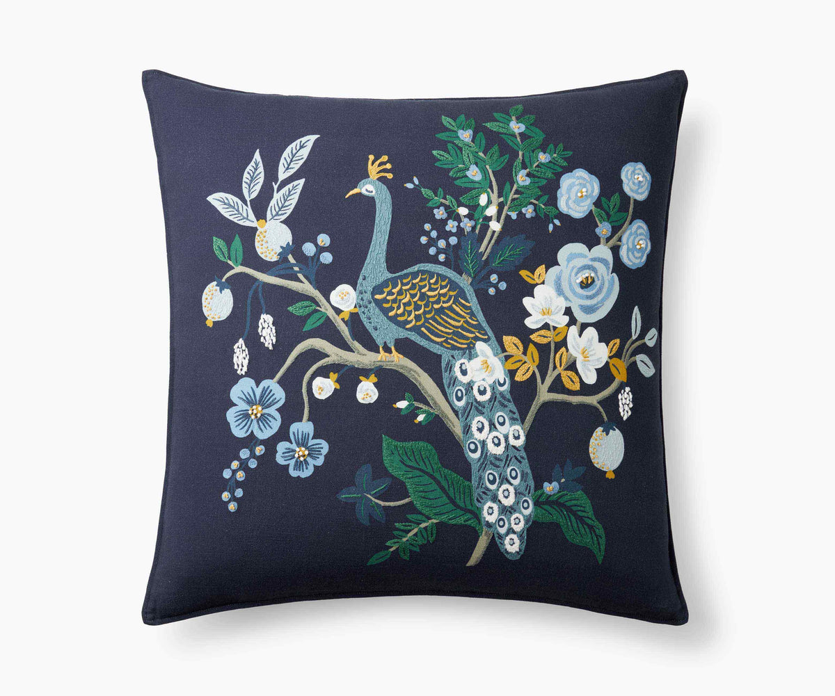 Tracy & Co Embroidered Pillow Cover - Peacock