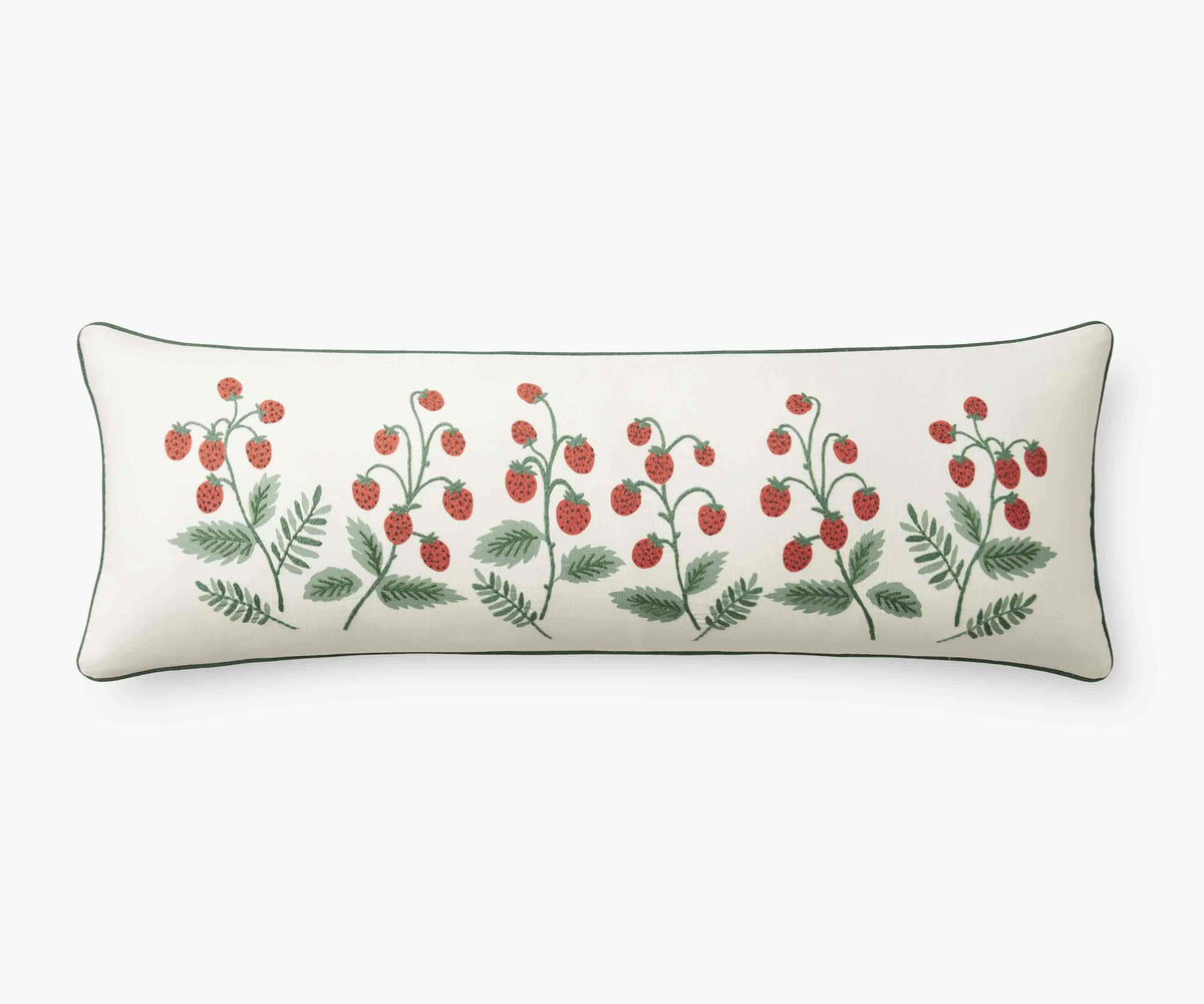 Tracy & Co Embroidered Lumbar Pillow Cover - Strawberries
