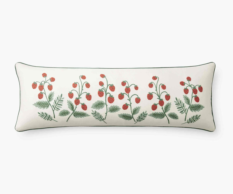 Tracy & Co Embroidered Lumbar Pillow Cover - Strawberries