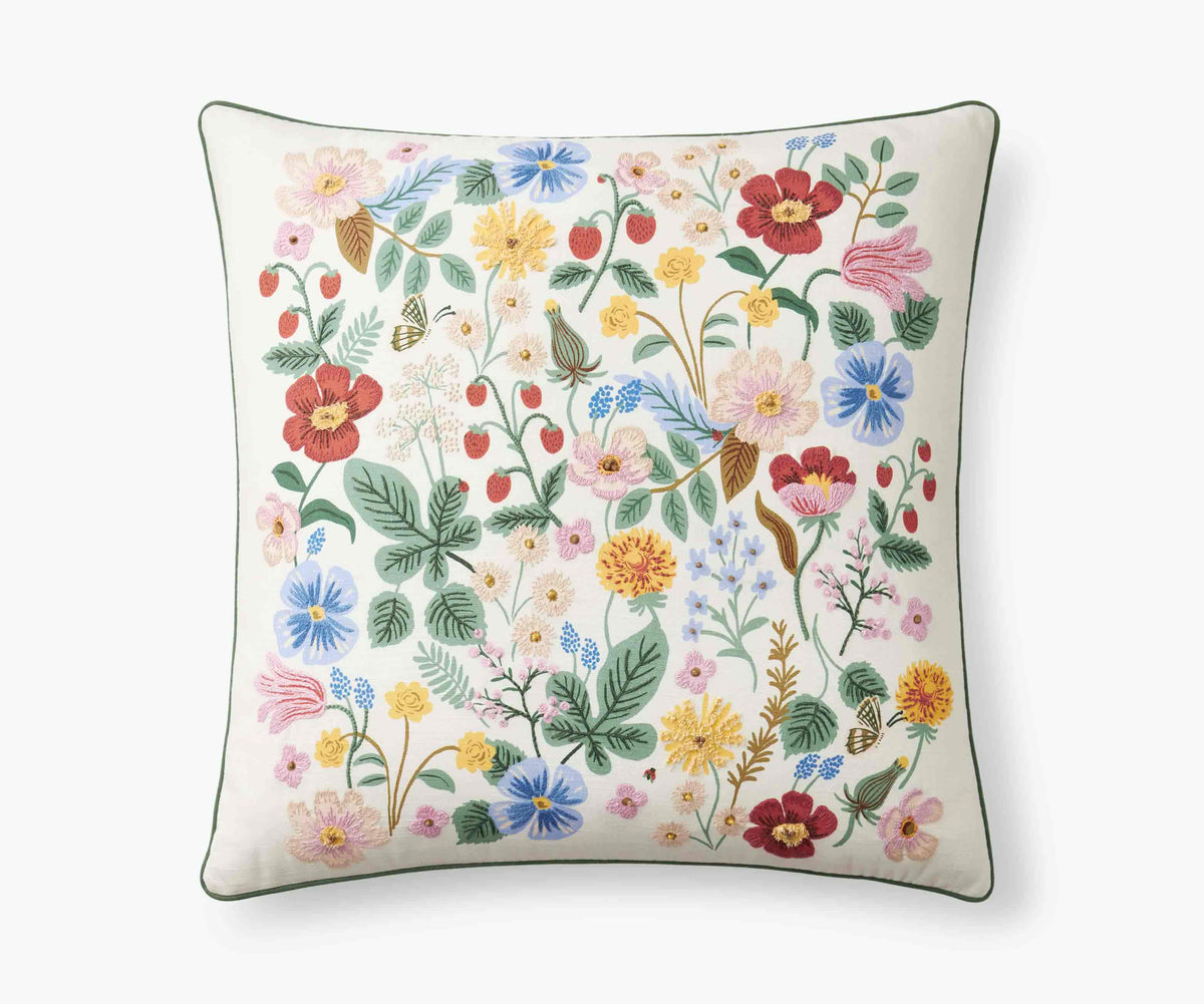 Tracy & Co Embroidered Pillow Cover - Strawberry Fields