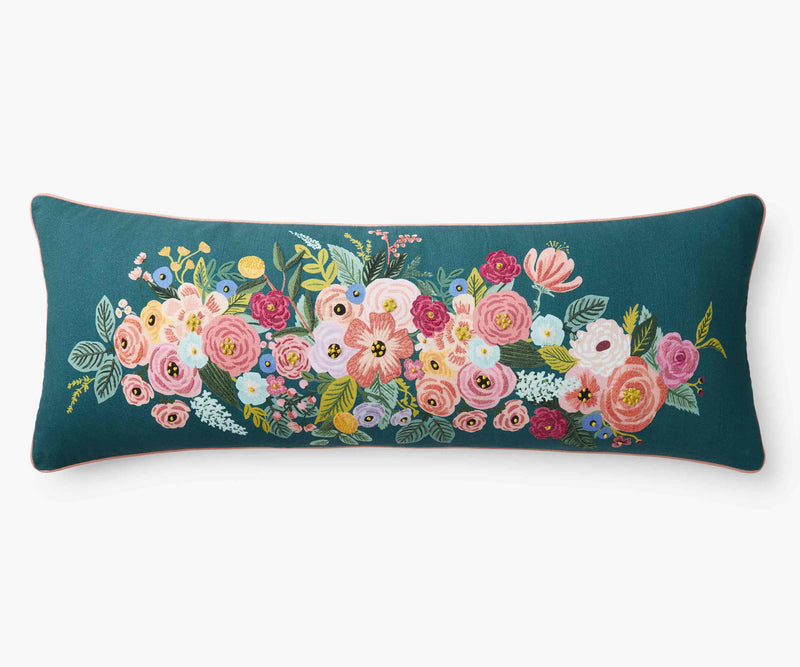 Tracy & Co Embroidered Lumbar Pillow Cover - Garden Party