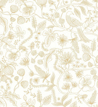 Tracy & Co Aviary Peel & Stick Wallpaper - Metallic Gold & Cream