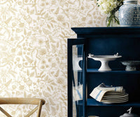 Tracy & Co Aviary Peel & Stick Wallpaper Sample - Metallic Gold & Cream