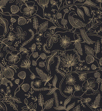 Tracy & Co Aviary Peel & Stick Wallpaper - Metallic Gold & Black