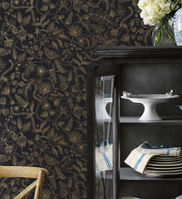 Tracy & Co Aviary Peel & Stick Wallpaper - Metallic Gold & Black
