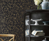 Tracy & Co Aviary Peel & Stick Wallpaper Sample - Metallic Gold & Black