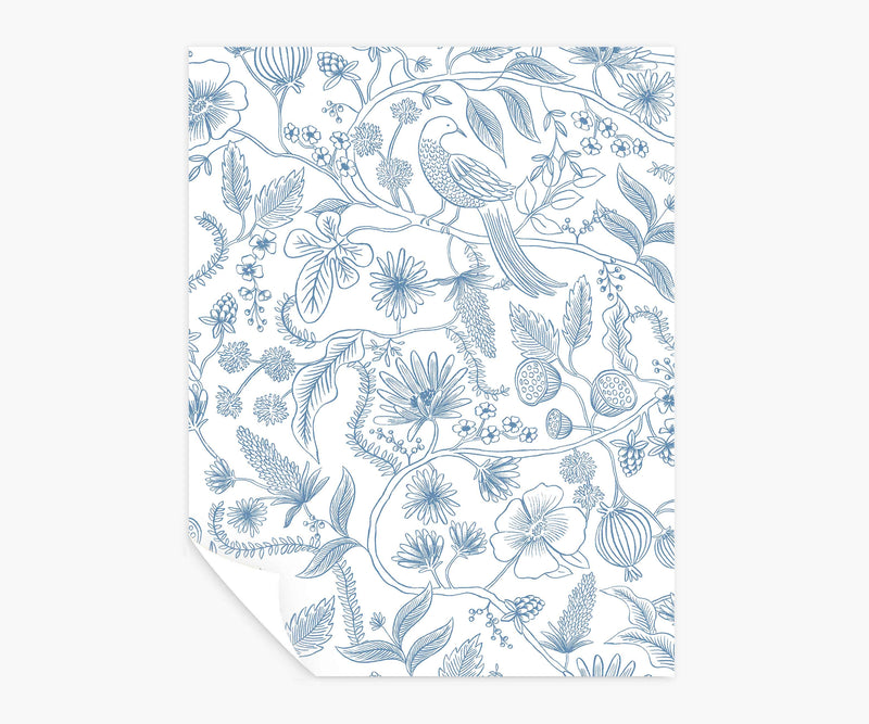 Tracy & Co Aviary Peel & Stick Wallpaper Sample - Blue & Cream