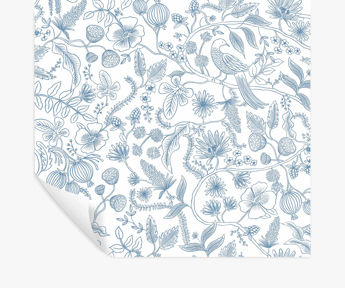 Tracy & Co Aviary Peel & Stick Wallpaper - Blue & Cream