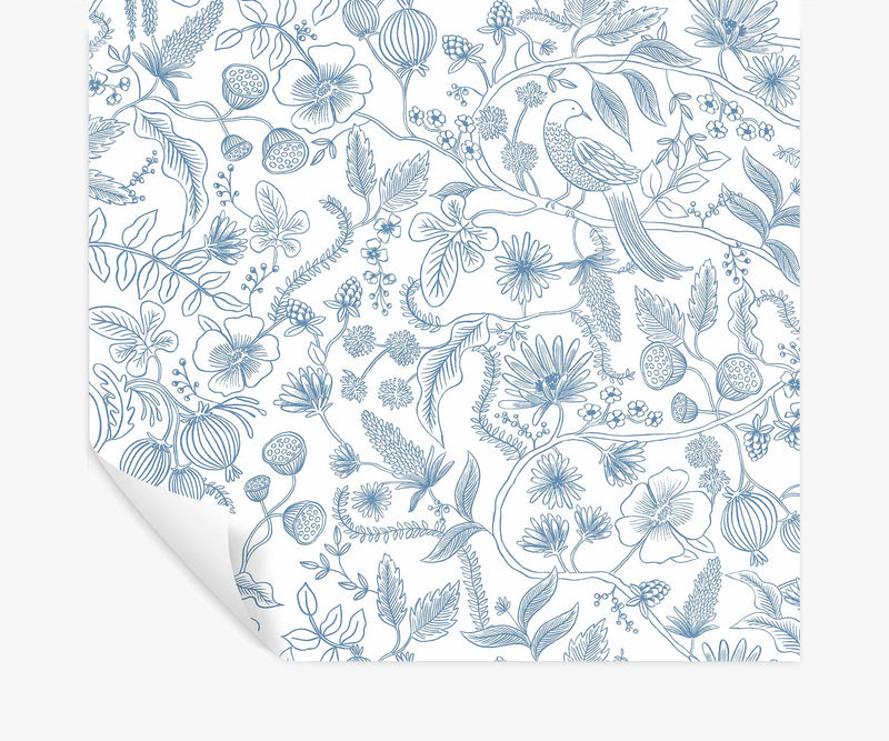 Tracy & Co Aviary Peel & Stick Wallpaper - Blue & Cream