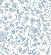 Tracy & Co Aviary Peel & Stick Wallpaper - Blue & Cream