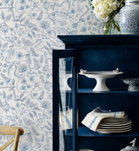 Tracy & Co Aviary Peel & Stick Wallpaper - Blue & Cream