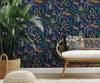 Tracy & Co Menagerie Peel & Stick Wallpaper Sample - Navy