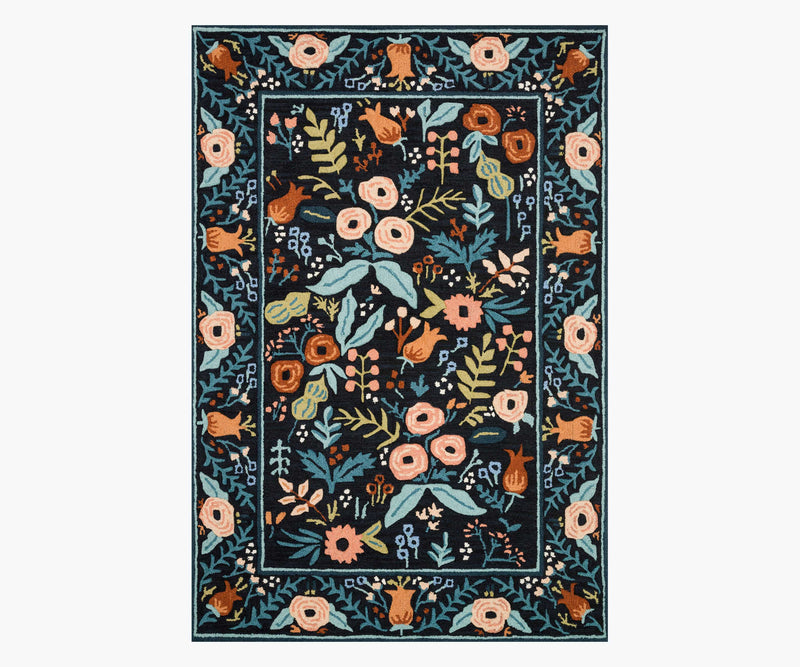Tracy & Co Les Fleurs Lourdes Wool-Hooked Rug - Black