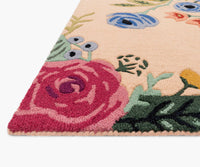 Tracy & Co Les Fleurs Juliet Rose Bouquet Wool-Hooked Rug - Blush