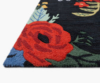 Tracy & Co Les Fleurs Juliet Rose Bouquet Wool-Hooked Rug - Black