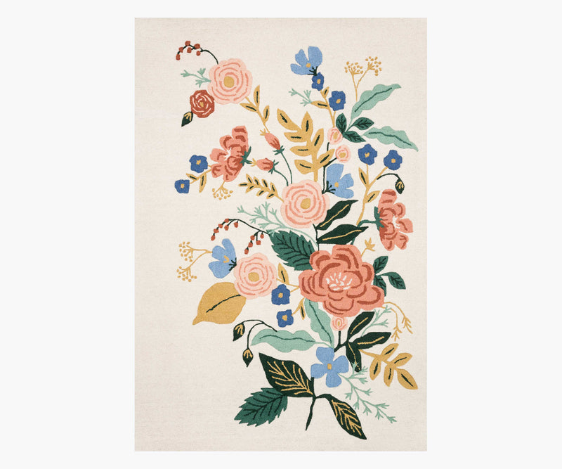 Tracy & Co Les Fleurs Floral Vines Wool-Hooked Rug - Ivory