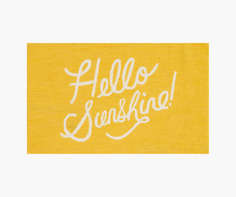 Tracy & Co Minnie Hello Sunshine Wool-Hooked Rug - Yellow