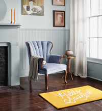 Tracy & Co Minnie Hello Sunshine Wool-Hooked Rug - Yellow