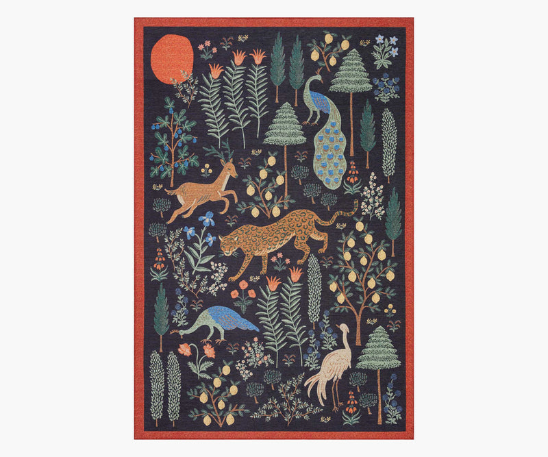 Tracy & Co Menagerie Les Fauves Printed Rug - Black