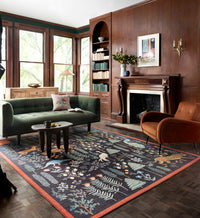 Tracy & Co Menagerie Les Fauves Printed Rug - Black